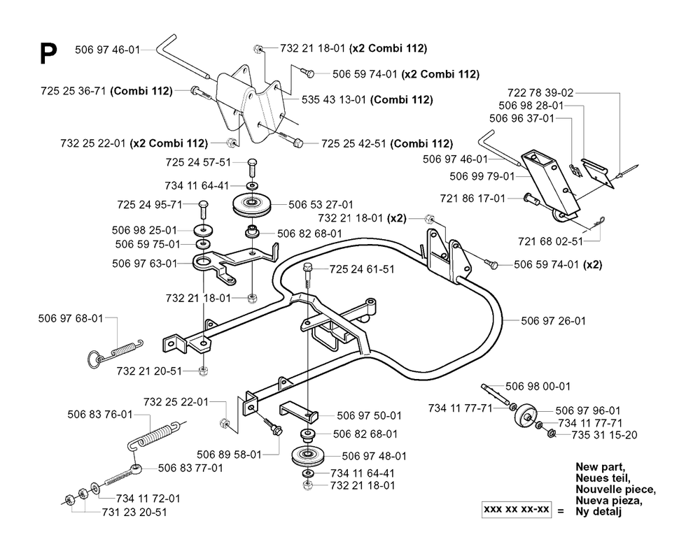Frame Diagram and Parts List for R16 2003-01 Husqvarna Lawn Tractor