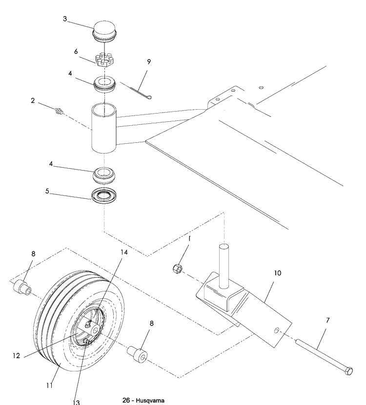 Caster Diagram and Parts List for LZF5227 (966956701)(2008-06) Husqvarna Lawn Mower