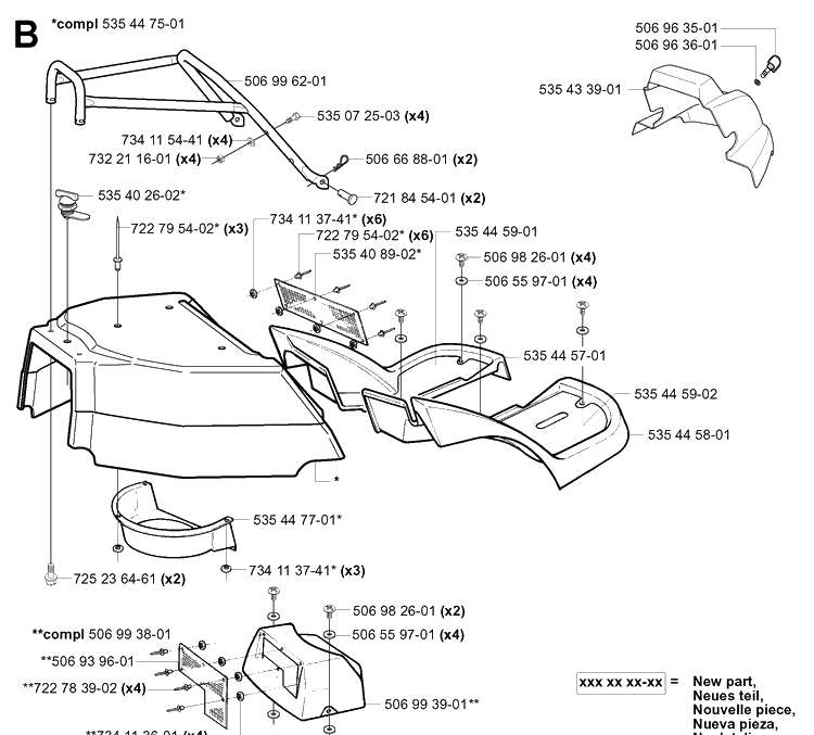 Hood Diagram and Parts List for PR18 (953521901)(2004-01) Husqvarna Lawn Mower