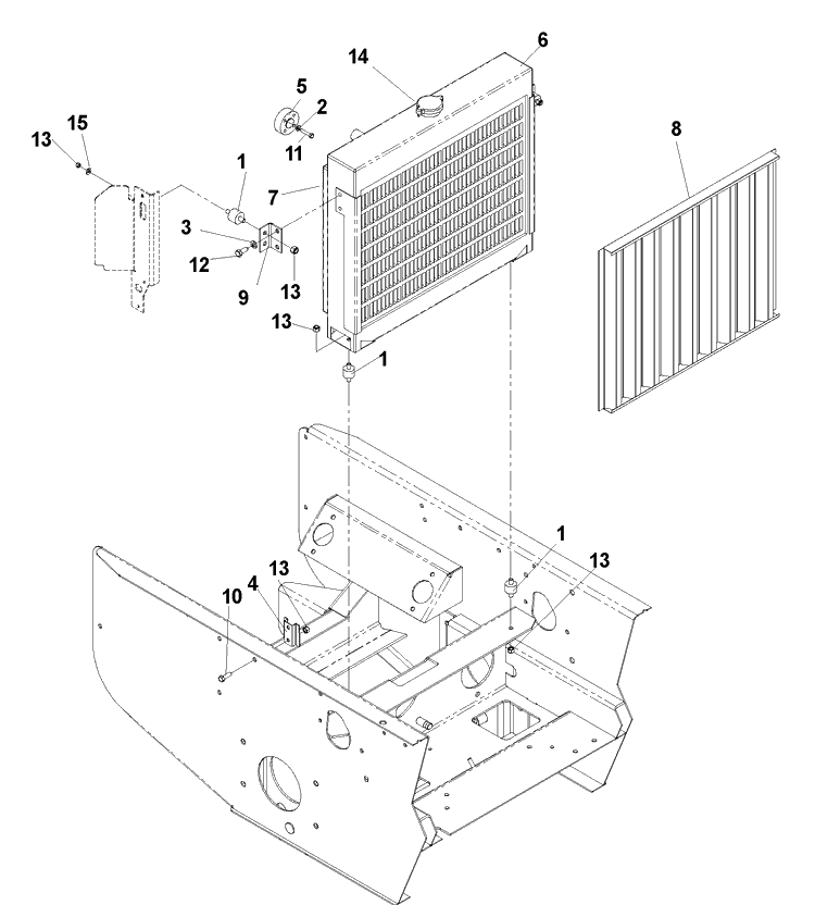 Radiator Diagram and Parts List for BZ7234 (BAM)(2005-01) Husqvarna Lawn Mower