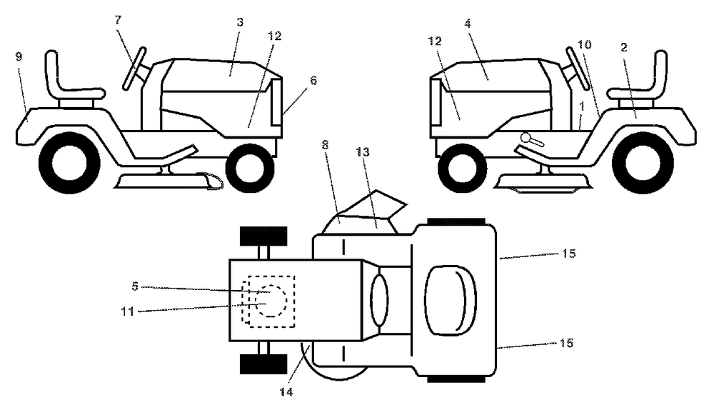 Decals Diagram and Parts List for YTH1542 (954567048-E)(2001-12) Husqvarna Lawn Tractor