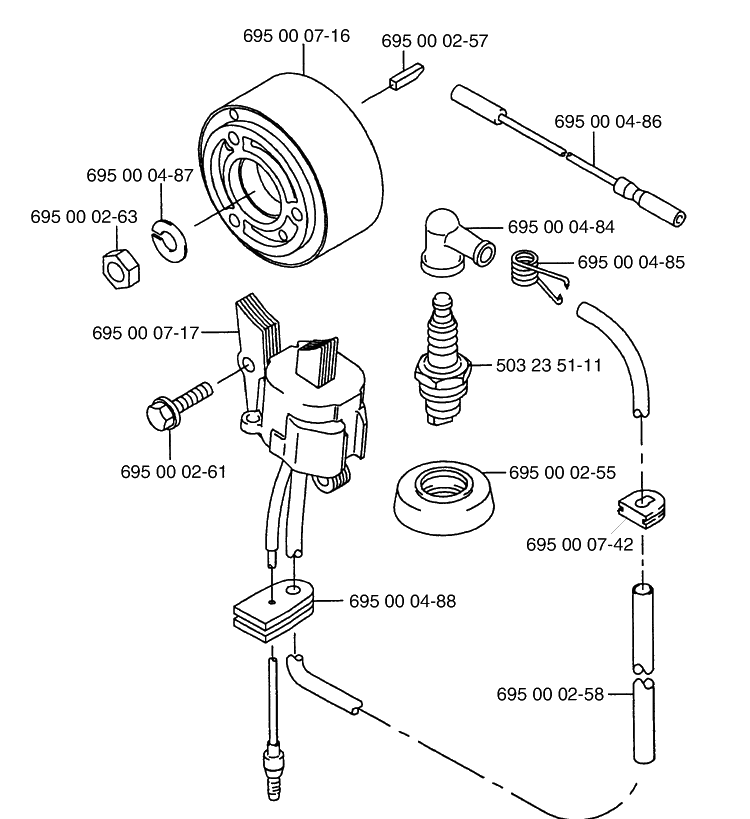 Ignition / Flywheel Diagram and Parts List for 145BT (Carb II)(2001-04) Husqvarna Leaf Blower / Vacuum