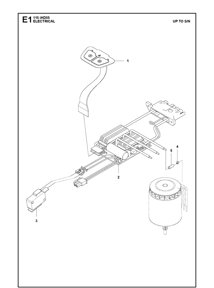 Electrical Diagram and Parts List for 115IHD55 (967098601)(20180500001-20182200000) Husqvarna Hedge Trimmer