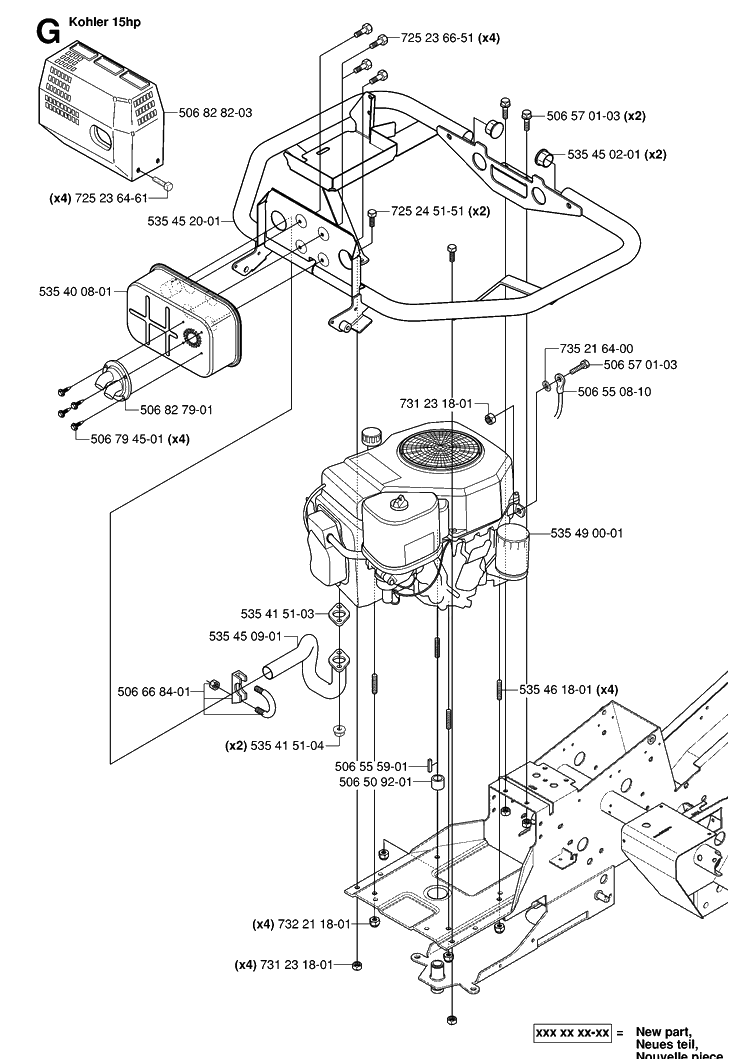 Engine Diagram and Parts List for RIDER155AWD (965089301)(2006-01) Husqvarna Lawn Mower