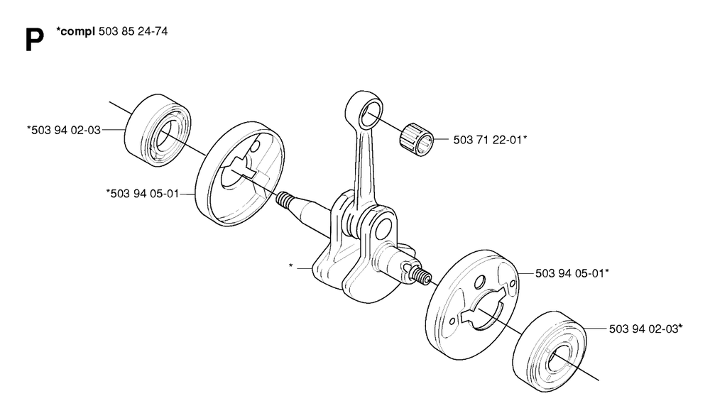 Crankshaft Diagram and Parts List for 326HE4X 20054000001 - 20090900000 Husqvarna Hedge Trimmer