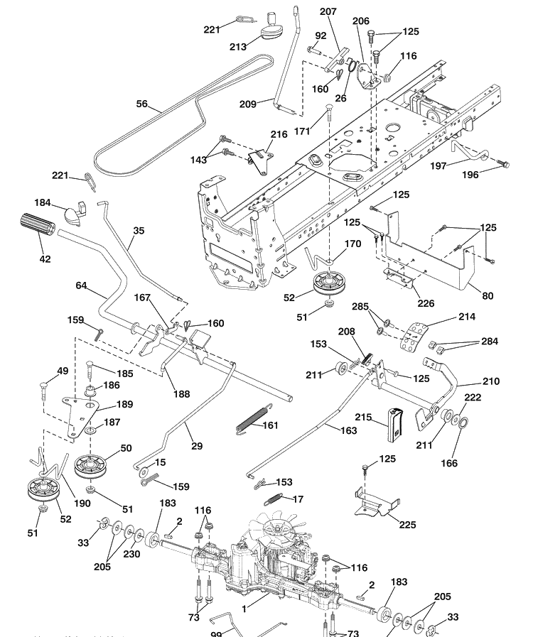 Drive Diagram and Parts List for 2246LS (96043007600)(2008-12) Husqvarna Lawn Mower
