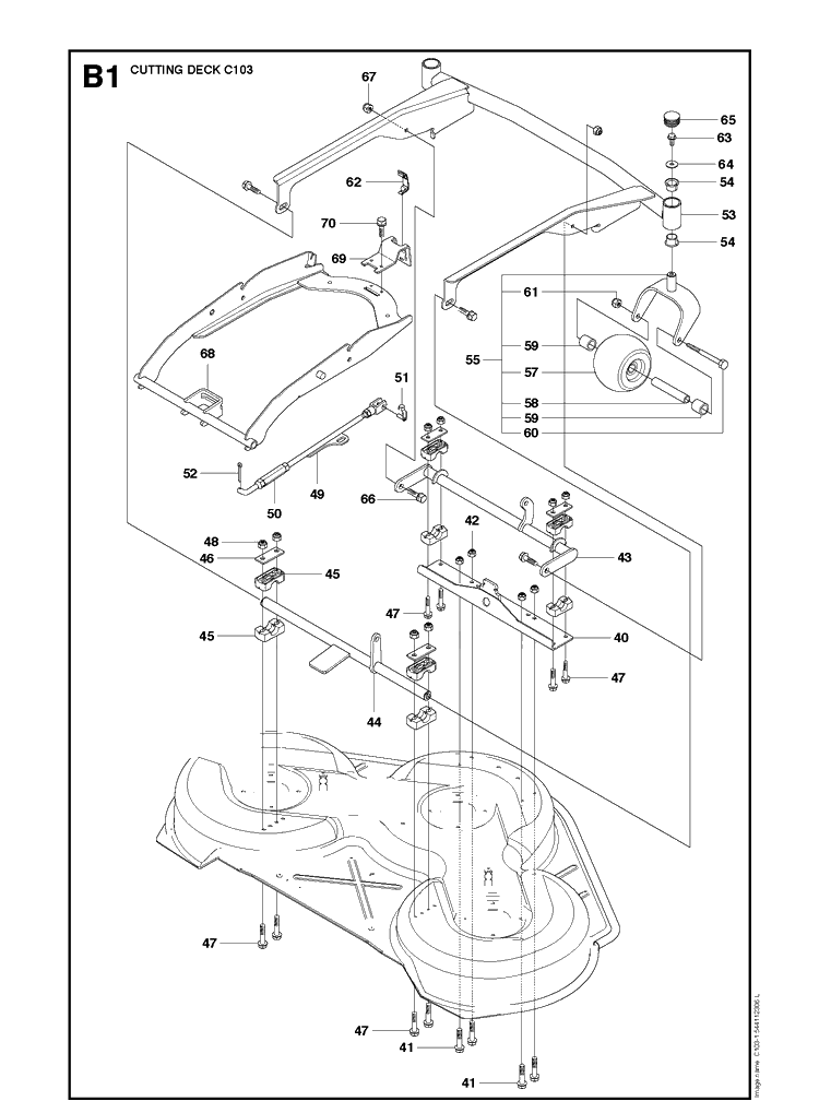 103cm Cutting Deck 2 Diagram and Parts List for R316T  Husqvarna Lawn Mower