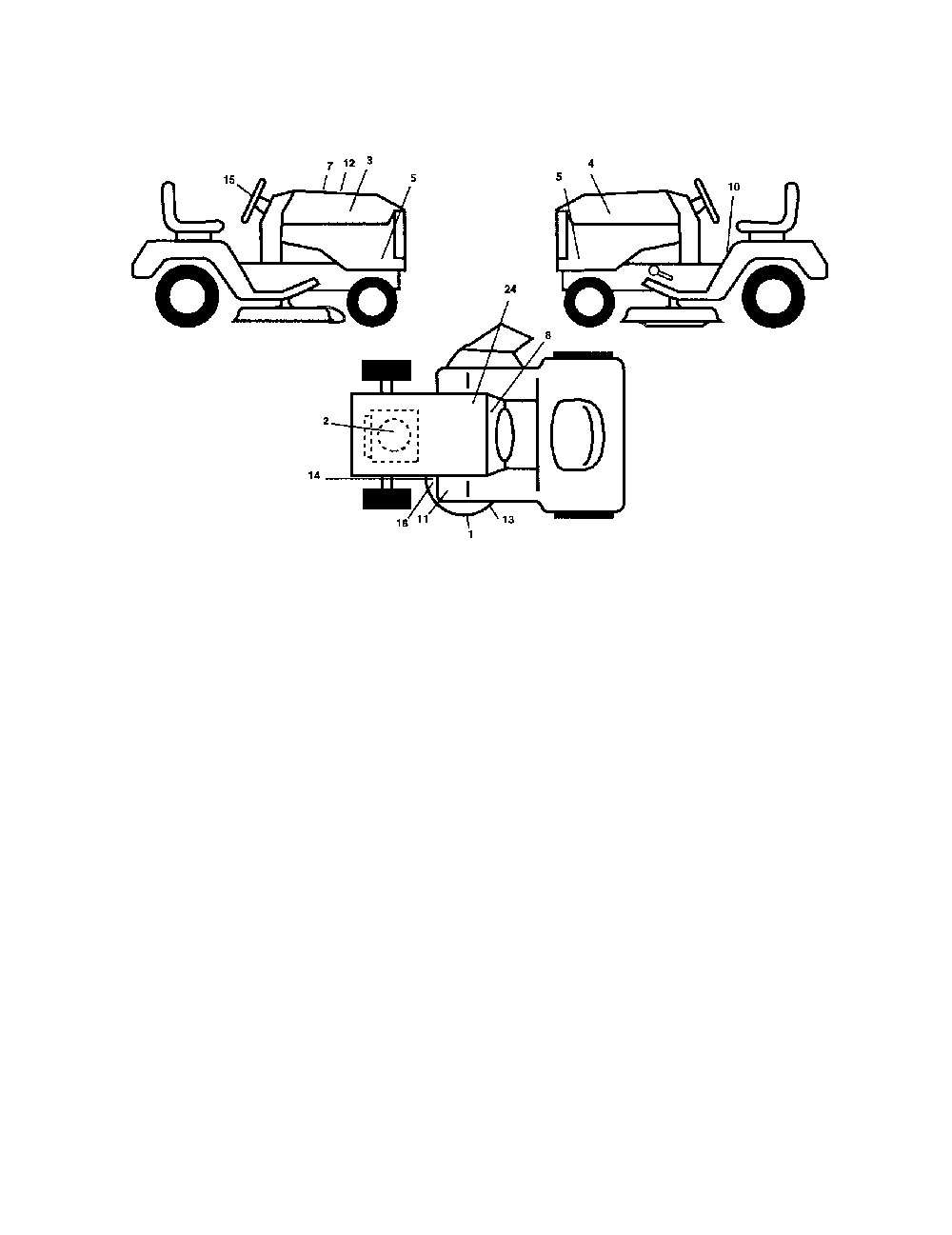 Decals Diagram and Parts List for 917279090  Husqvarna Lawn Tractor