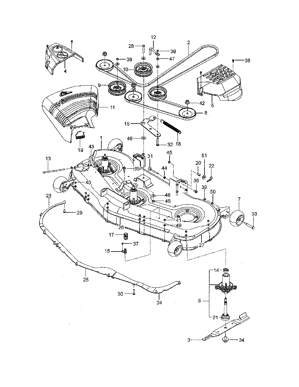 Mower deck/cutting deck Diagram and Parts List for 967638501-00  Husqvarna Lawn Mower