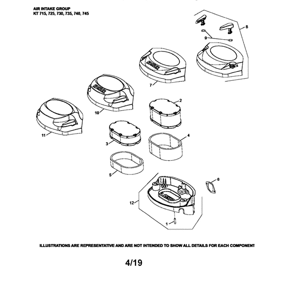 Engine >> Air Intake Diagram and Parts List for 96043029500  Husqvarna Lawn Tractor