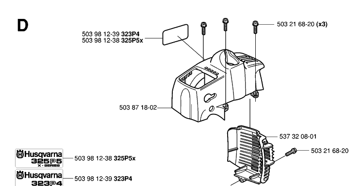 Cover Diagram and Parts List for 323P 20062700001-Current Husqvarna Pole Saw