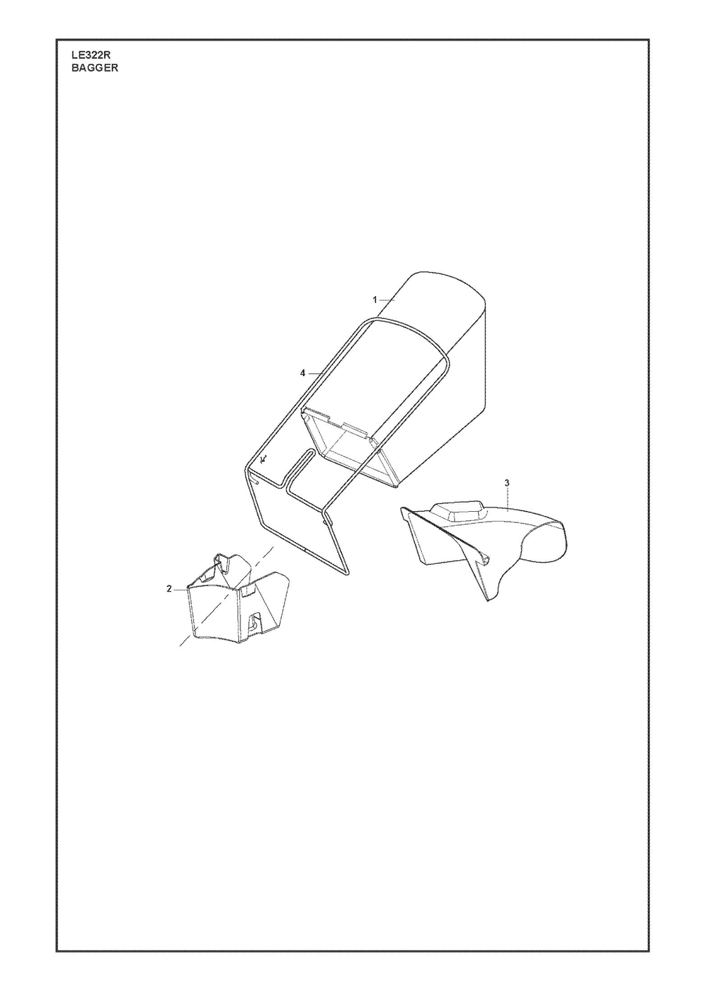 Bagger Diagram and Parts List for LE322R  Husqvarna Lawn Mower
