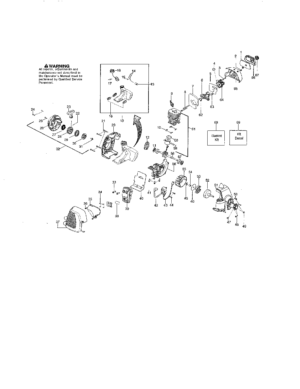Cylinder/fuel tank/muffler Diagram and Parts List for 128CD-LOWES  Husqvarna Trimmer