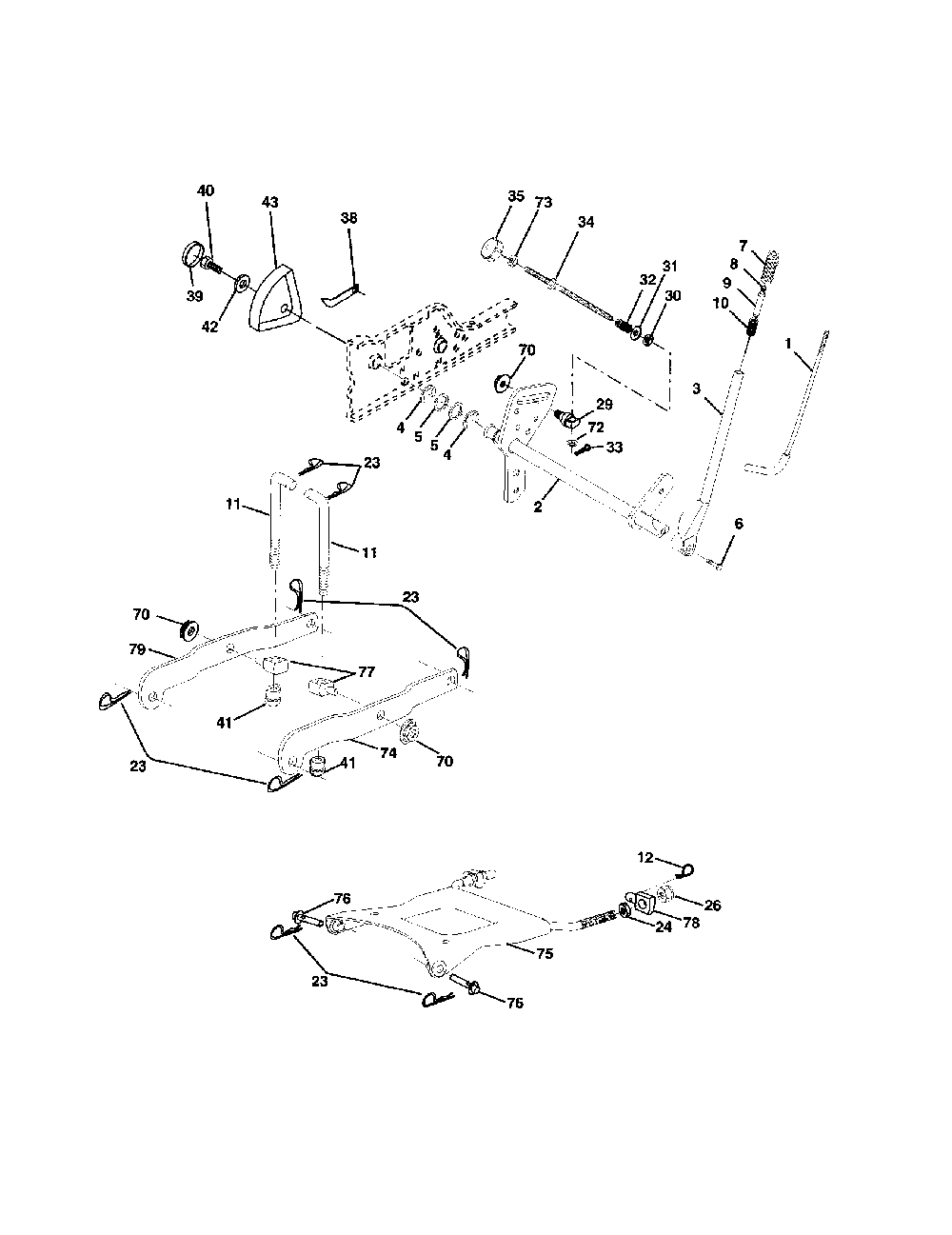 Lift assembly Diagram and Parts List for LOGTH2548A  Husqvarna Lawn Tractor