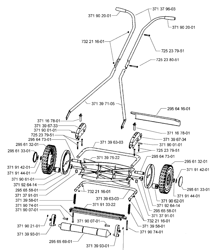 Product Complete Diagram and Parts List for 54 2000-08 Husqvarna Lawn Mower