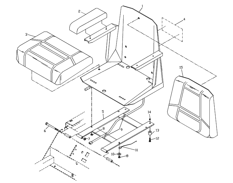 Seat Assembly Diagram and Parts List for ZTHKW4218 2000-05 Husqvarna Lawn Mower