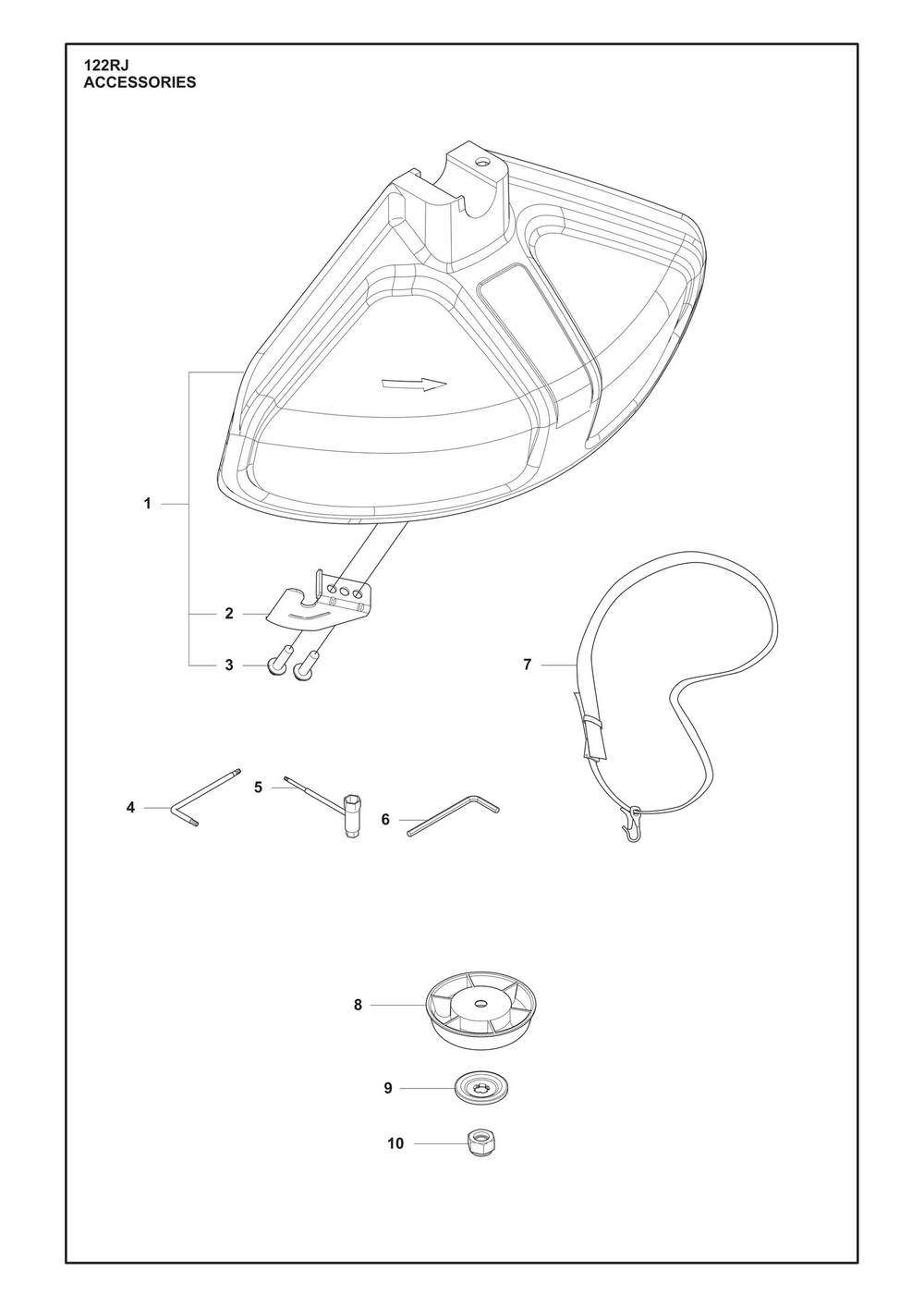 Accessories Diagram and Parts List for 122RJ  Husqvarna Brush Cutter