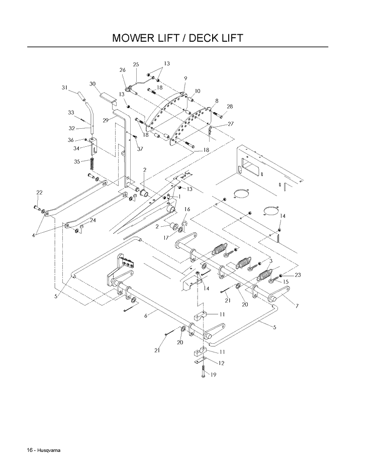 Mower Lift / Deck Lift Diagram and Parts List for LZF5227 (966956701)(2009-07) Husqvarna Lawn Mower