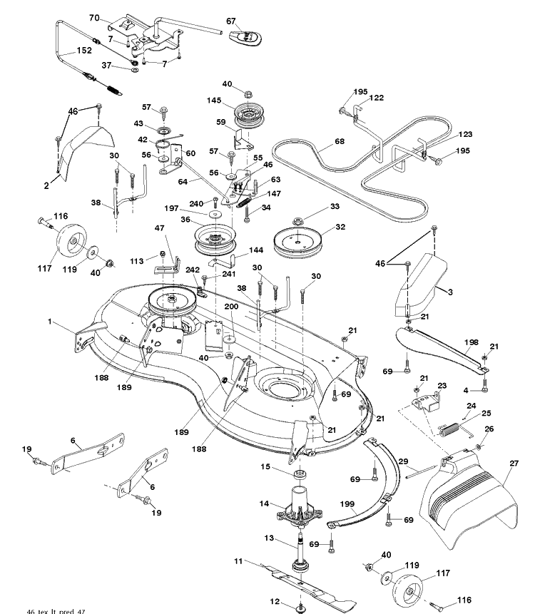 Mower Deck / Cutting Deck Diagram and Parts List for YTH22V46 (96045004101)(2013-10) Husqvarna Lawn Tractor