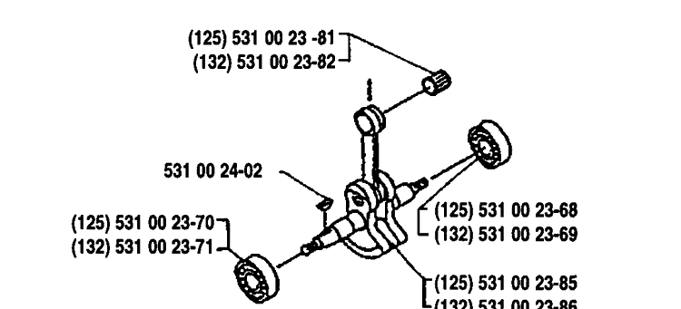 Crankshaft Diagram and Parts List for 125LD 1991-11 Husqvarna Trimmer