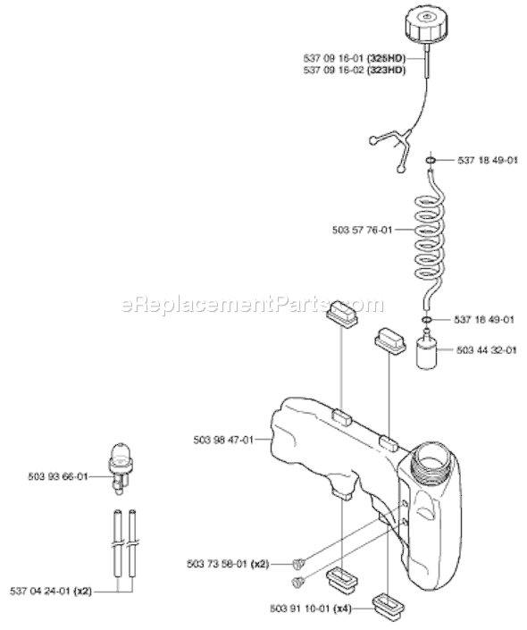 Page H Diagram and Parts List for 323HD60 2002-06 Husqvarna Trimmer