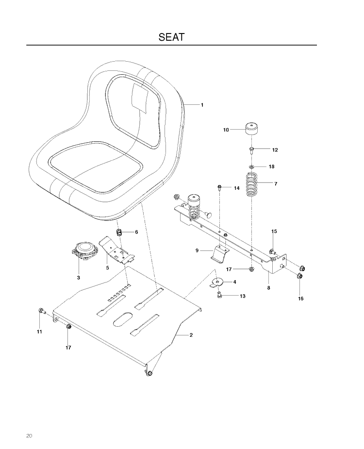 Seat Diagram and Parts List for RZ4219 (966809001)(2011-09) Husqvarna Lawn Mower
