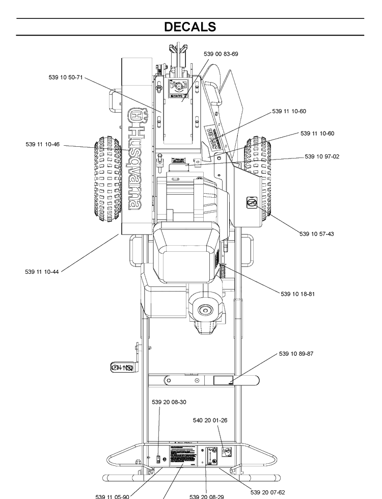 Decals 2 Diagram and Parts List for SG13 (968999239)(2005-12) Husqvarna Lawn Tractor Accessories