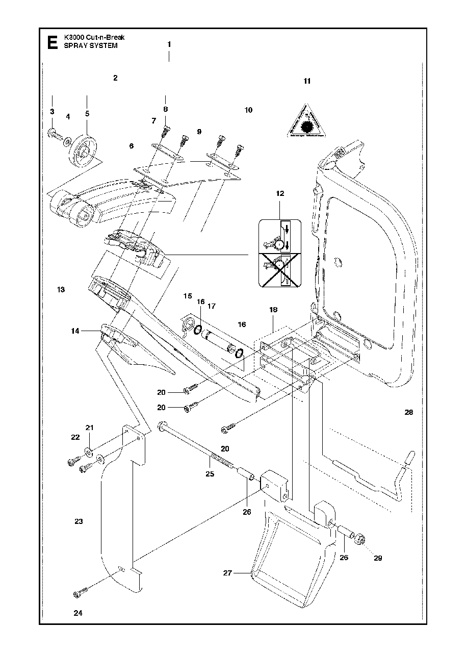 Spray System Diagram and Parts List for K3000CUT-N-BREAK 2013-06 Husqvarna Circular Saw