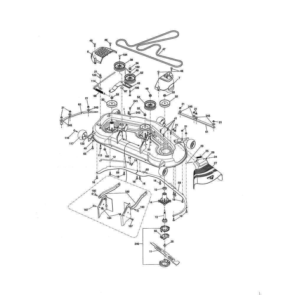 Mower Deck Diagram and Parts List for 917502140  Husqvarna Lawn Tractor