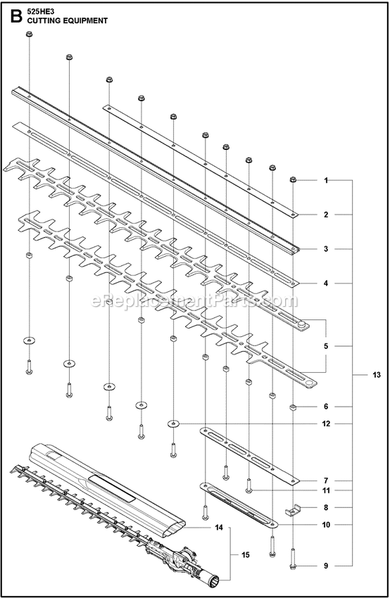 Cutting Equipment Diagram and Parts List for 525HE3  Husqvarna Trimmer