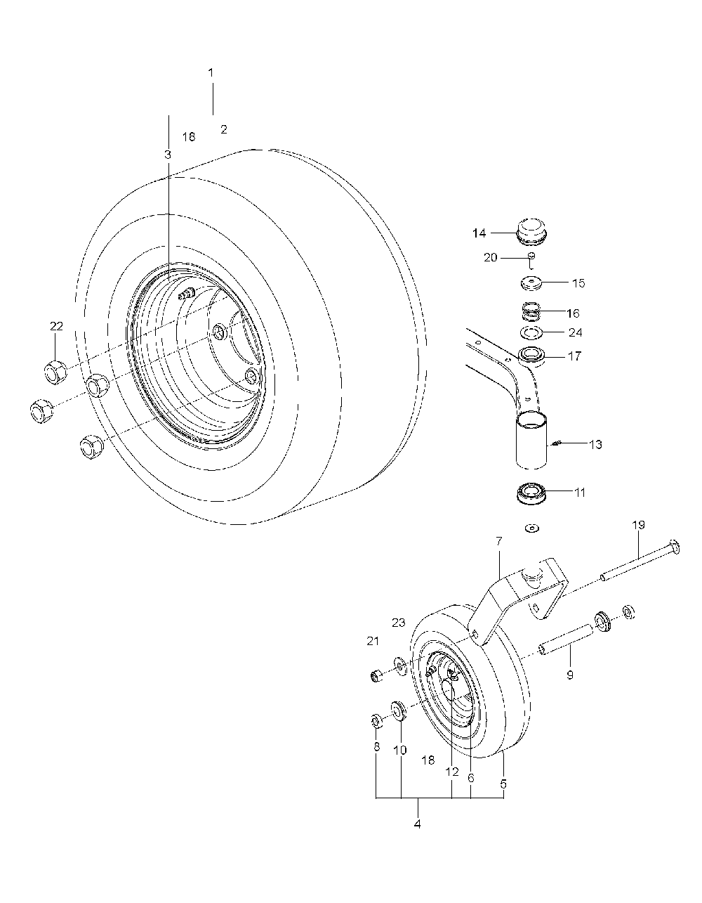 Wheels And Tires Diagram and Parts List for EZC4824BF (966047501)(2010-05) Husqvarna Lawn Tractor