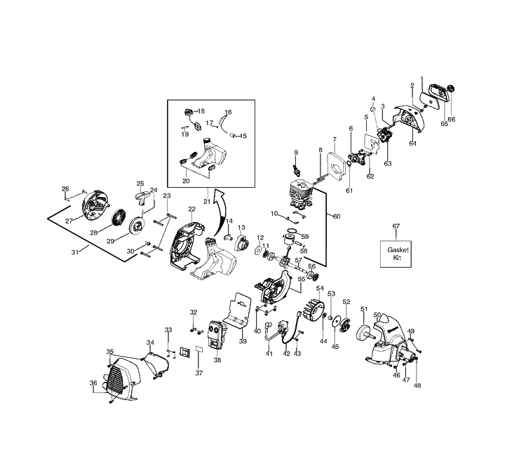 Engine Diagram and Parts List for 124L 545103450 Husqvarna Edger