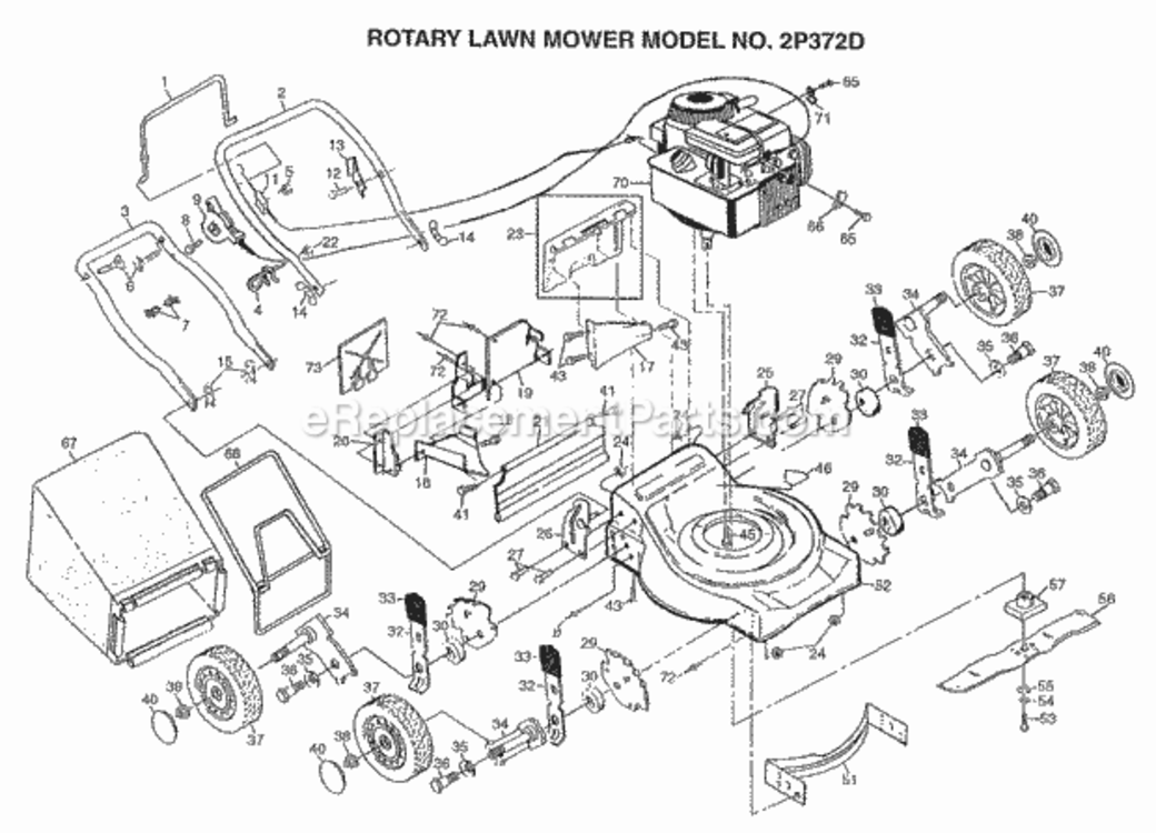 Page A Diagram and Parts List for 2P372D 1999 And Before Husqvarna Lawn Mower