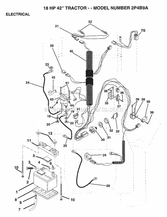 Page D Diagram and Parts List for 2P4B9A 1994 Husqvarna Lawn Tractor