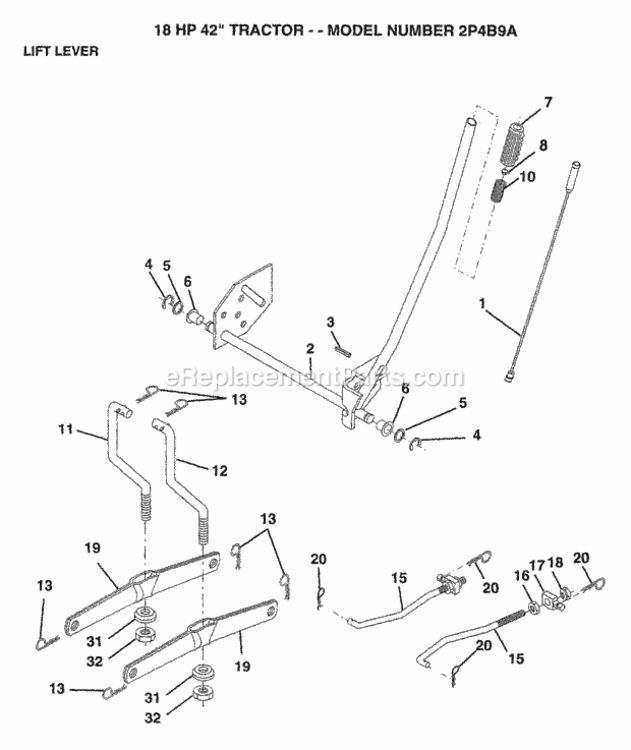 Page F Diagram and Parts List for 2P4B9A 1994 Husqvarna Lawn Tractor