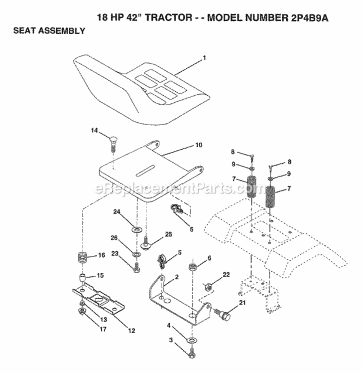 Page G Diagram and Parts List for 2P4B9A 1994 Husqvarna Lawn Tractor