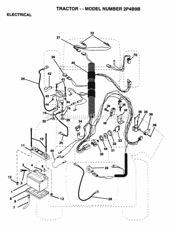 Page D Diagram and Parts List for 2P4B9B 1995 Husqvarna Lawn Tractor