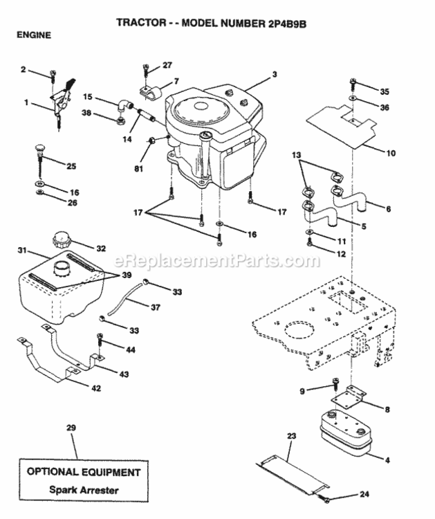 Page E Diagram and Parts List for 2P4B9B 1995 Husqvarna Lawn Tractor