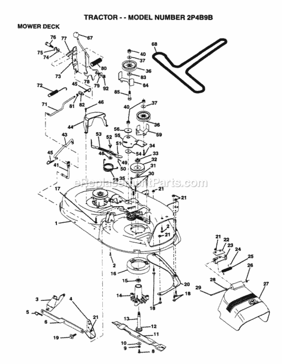 Page G Diagram and Parts List for 2P4B9B 1995 Husqvarna Lawn Tractor