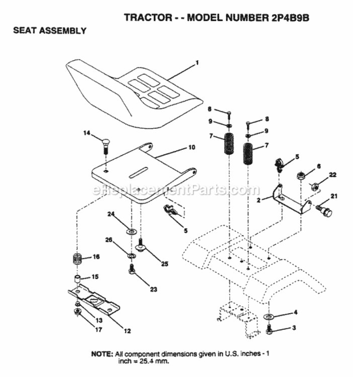 Page H Diagram and Parts List for 2P4B9B 1995 Husqvarna Lawn Tractor