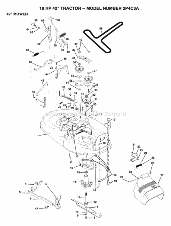 Page A Diagram and Parts List for 2P4C3A 1993 Husqvarna Lawn Tractor