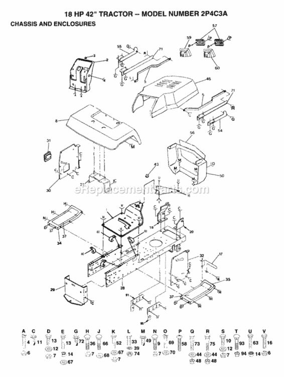 Page B Diagram and Parts List for 2P4C3A 1993 Husqvarna Lawn Tractor