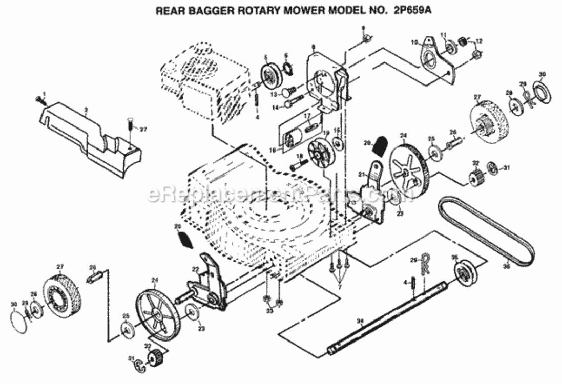 Page B Diagram and Parts List for 2P659A 1999 And Before Husqvarna Lawn Mower