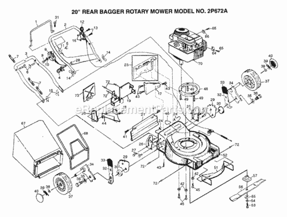 Page A Diagram and Parts List for 2P672A 1999 And Before Husqvarna Lawn Mower