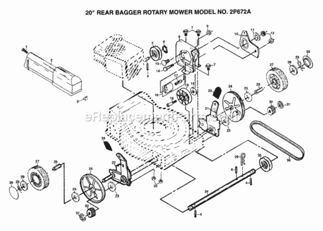 Page B Diagram and Parts List for 2P672A 1999 And Before Husqvarna Lawn Mower