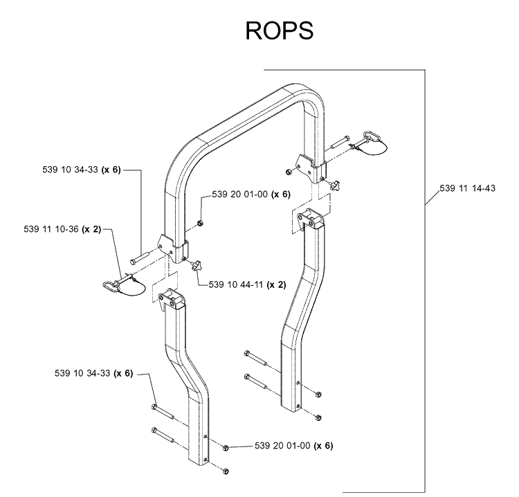Protection Frame Diagram and Parts List for IZ5223 (968999258)(2005-12) Husqvarna Lawn Mower