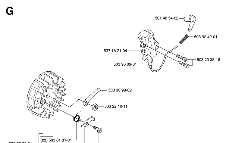Ignition System Diagram and Parts List for 339XP 20063600001-20100600000 Husqvarna Chainsaw