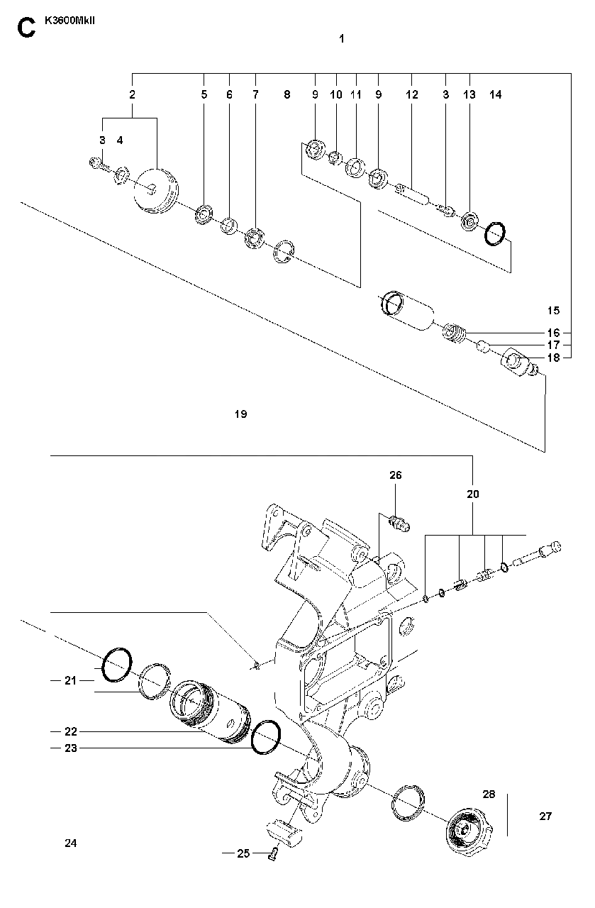 Chassis / Frame Diagram and Parts List for K3600MKII 2007-01 Husqvarna Circular Saw
