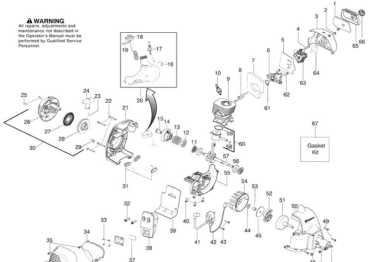Engine Diagram and Parts List for 125E (545014318)(2009-09) Husqvarna Trimmer