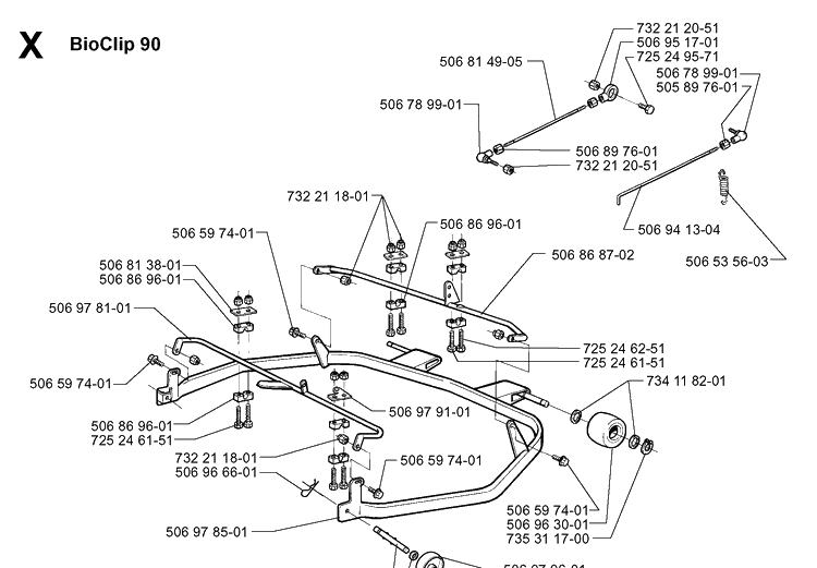Protection Frame Diagram and Parts List for PR14 2000-02 Husqvarna Lawn Mower
